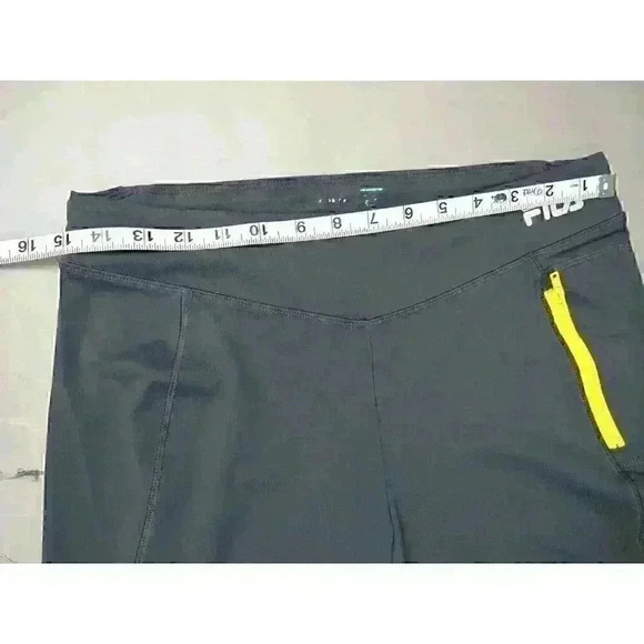 Fila Running Capri Pants Women's Medium Gray Yellow Yoga Activewear Performance - Picture 2 of 11